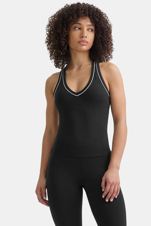 DayFlex Built-In Support V Neck Racer Vest - Shadow Black