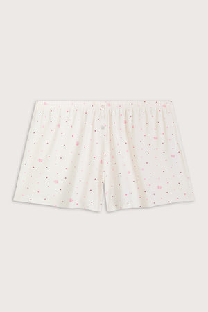 Button Pyjama Shorts - Love Heart Print