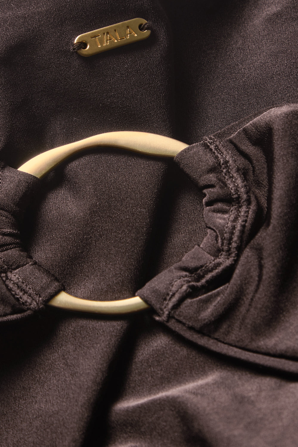 Asymmetric Gold Ring Bikini Bottom - Espresso