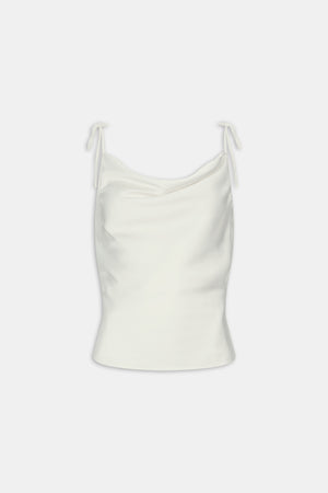 Silky Cowl Neck Top - Diamond White