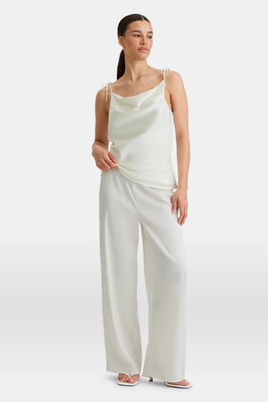 Silky Cowl Neck Top - Diamond White