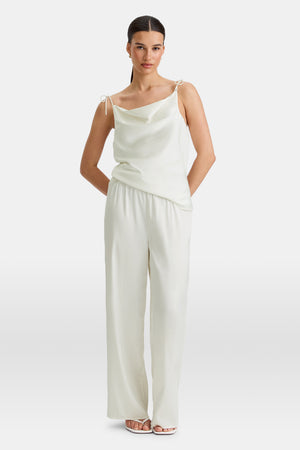 Silky Wide Leg Trouser - Diamond White