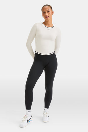 UltraLite Contrast Stitch Long Sleeve Active Top - Ivory