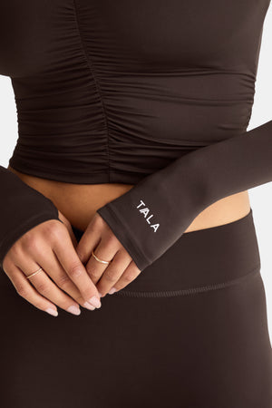 UltraLite Ruched Long Sleeve Top - Americano