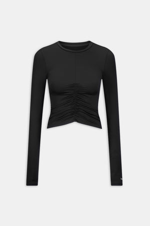 UltraLite Ruched Long Sleeve Top - Black