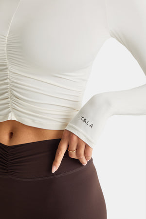 UltraLite Ruched Long Sleeve Top - Ivory